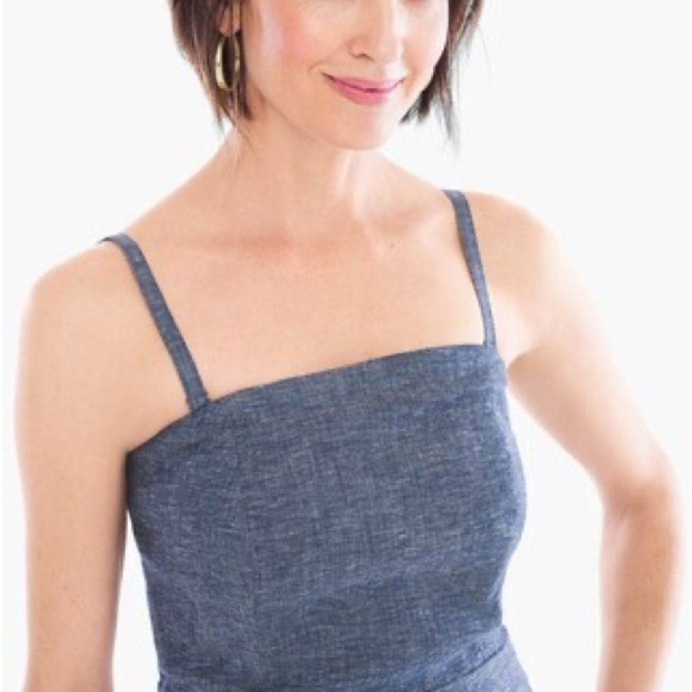 Chicos Black Label Linen Twill Jumpsuit Wide Leg Removable Straps Sz 8 (M) - Picture 2 of 12